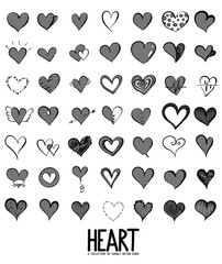 Heart Related Doodle vector icon set. Drawing sketch illustration hand drawn line eps10
