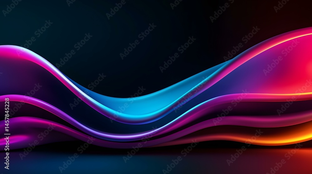 Aufkleber the image contains several vibrant, flowing, wave-like forms that transition smoothly from deep purp