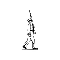 Fototapeta premium Marching Soldier Silhouette with Rifle – Military Parade Icon