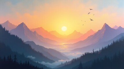 Obraz premium Horizon's Glow: A Sunrise Symphony