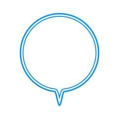 シンプルなカラー線の吹き出し　丸形の下向き