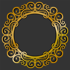 Premium round gold ornament vector illustration, gold invitation decoration. gold mandala ornament.