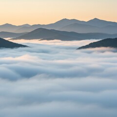 Fototapeta premium Misty Mountain Landscape at Sunrise