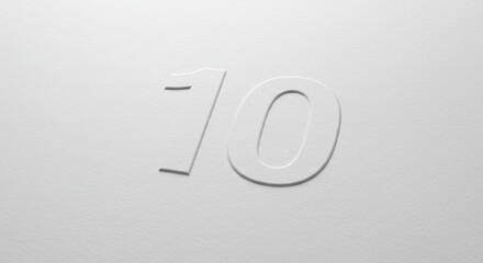 Seventy Embossed: Minimalist Number Design on White