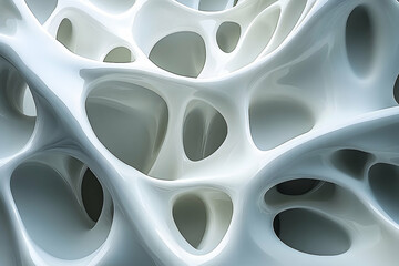 Abstract architectural design featuring intricate, hollow forms.