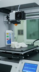 White 3D Printer Manufacturing a White Plastic Object