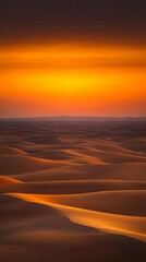 Dramatic Desert Sunset Landscape Golden Hour Sand Dunes Scenic View