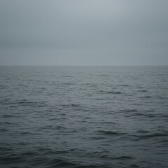 Fototapeta premium Calm Grey Sea Horizon Under an Overcast Sky