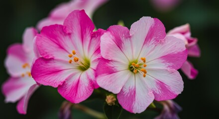 Fototapeta premium Close-Up of Pink and White Flowers with Yellow Centers