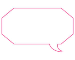 シンプルなカラー線の吹き出し　細長い八角形