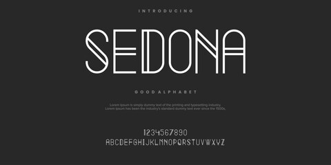 Sedona Abstract Fashion font alphabet. Minimal modern urban fonts for logo, brand.  vector illustration.
