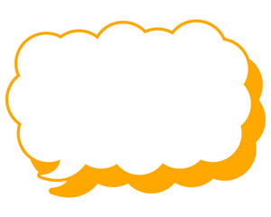 シンプルなカラー線の吹き出し　細長い雲形