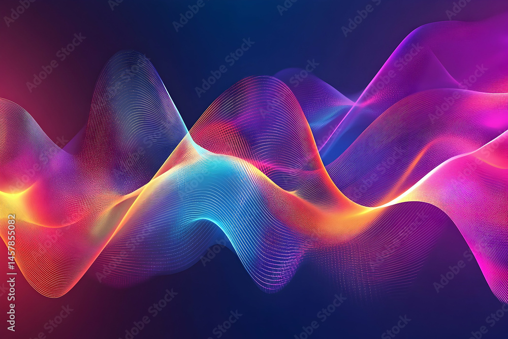 Poster abstract design with vibrant color waves and lines.