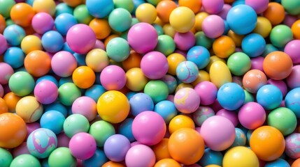 Fototapeta premium Colorful Collection of Plastic Balls in Various Shades for Creative Play and Design Inspiration