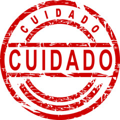cuidado red stamp spanish text sticker in vector art very easy to edit