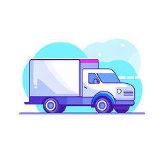 Naklejka premium White delivery van with blue cloud background illustration