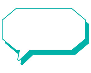 シンプルなカラー線の吹き出し　細長い八角形