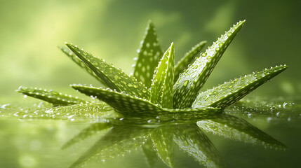 Green skincare cosmetics  plant aloe vera