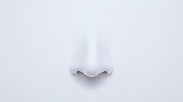 Minimalist image of a human nose on a white background, emphasizing simplicity and the sense of smell.