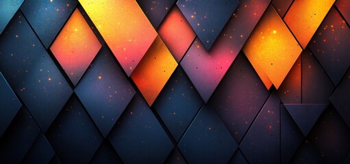 Fototapeta premium Abstract Geometric Pattern: Warm Hues and Dark Shadows