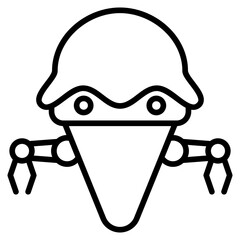 Robotic Ice Cream icon with outline style and pixel perfect base. Suitable for website design, logo, app and UI. Based on the size of the icon in general, so it can be reduced.
