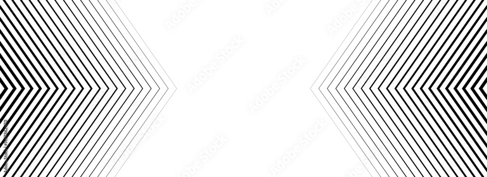 Poster Black linear arrows background. Repeated triangle gradation pattern. Halftone fading center direction backdrop. Thin to thick speed line concept texture for poster, print, cover, banner. Vector