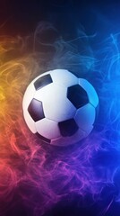 Obraz premium Soccer ball in colorful smoke