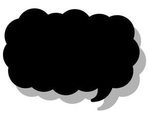 シンプルなカラーの吹き出し　細長い雲形