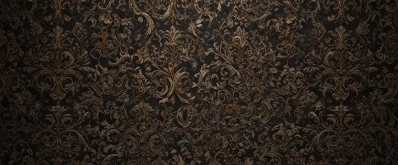 Intricate seamless gothic damask  Deep tones, opulent details , illustration, intricate