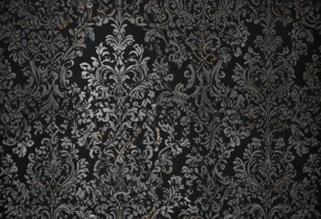 Elegant black & silver damask, subtle sheen, seamless pattern , victorian, stylish