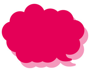 シンプルなカラーの吹き出し　丸みのある雲形