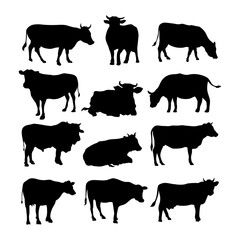 cow silhouette vector collection