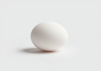 Single white egg isolated on a white surface with soft shadow