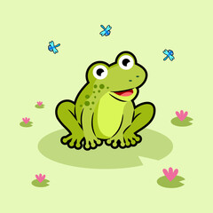 toon frog sitting on lily pad illustration