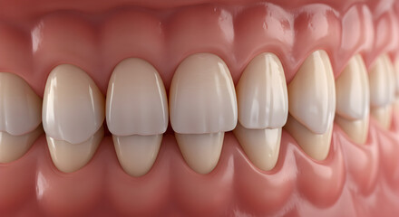 Detailed Set of White Teeth and Gums in Close Up Dental Health and Oral Hygiene Illustration Render