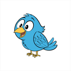 Cute Blue Cartoon Bird Clip Art Vector