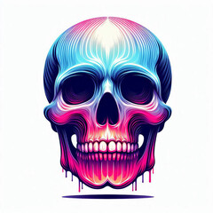 Vibrant colorful illustration of a human skull.