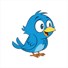 Cute Blue Cartoon Bird Clip Art Vector