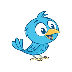 Cute Blue Cartoon Bird Clip Art Vector