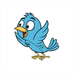 Cute Blue Cartoon Bird Clip Art Vector