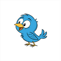 Cute Blue Cartoon Bird Clip Art Vector