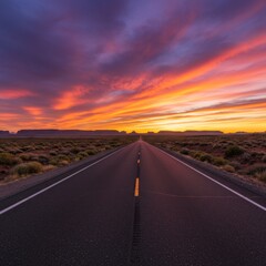 Fototapeta premium Vibrant Sunset Over Desert Highway