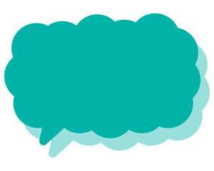 シンプルなカラーの吹き出し　細長い雲形