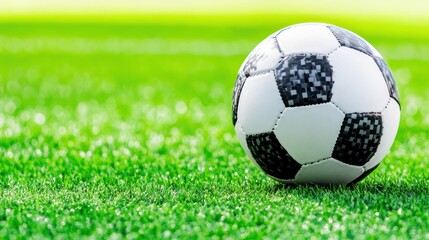 Fototapeta premium Soccer ball on green field