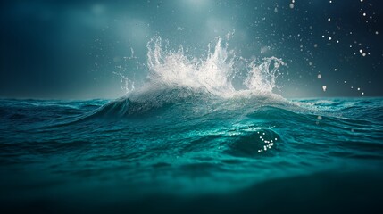 Fototapeta premium Dynamic Wave: A captivating portrayal of a powerful ocean wave, captured in a moment of energetic eruption. the mesmerizing display of the ocean's forces.