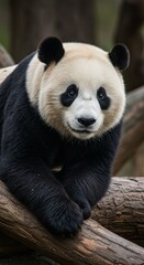 Obraz premium Closeup of a Giant Panda on a Tree Branch