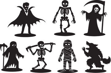 vector illustration of a silhouettes of halloween 