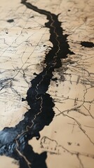 Vintage map of a waterway