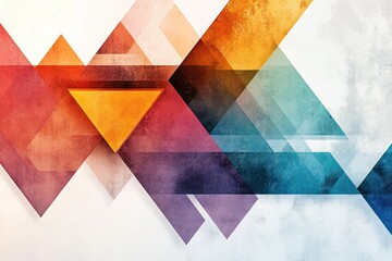 technical style banner made of intersecting colorful triangles, isolated
