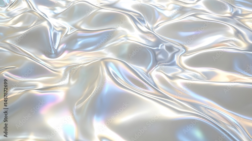 Poster abstract iridescent surface with flowing textures.